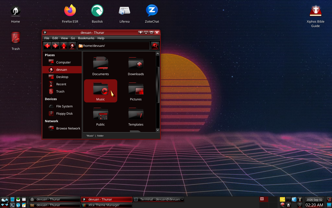 Scrollbar Linux with DarkFire controls and Ultimate Edtion Dark Glass icons