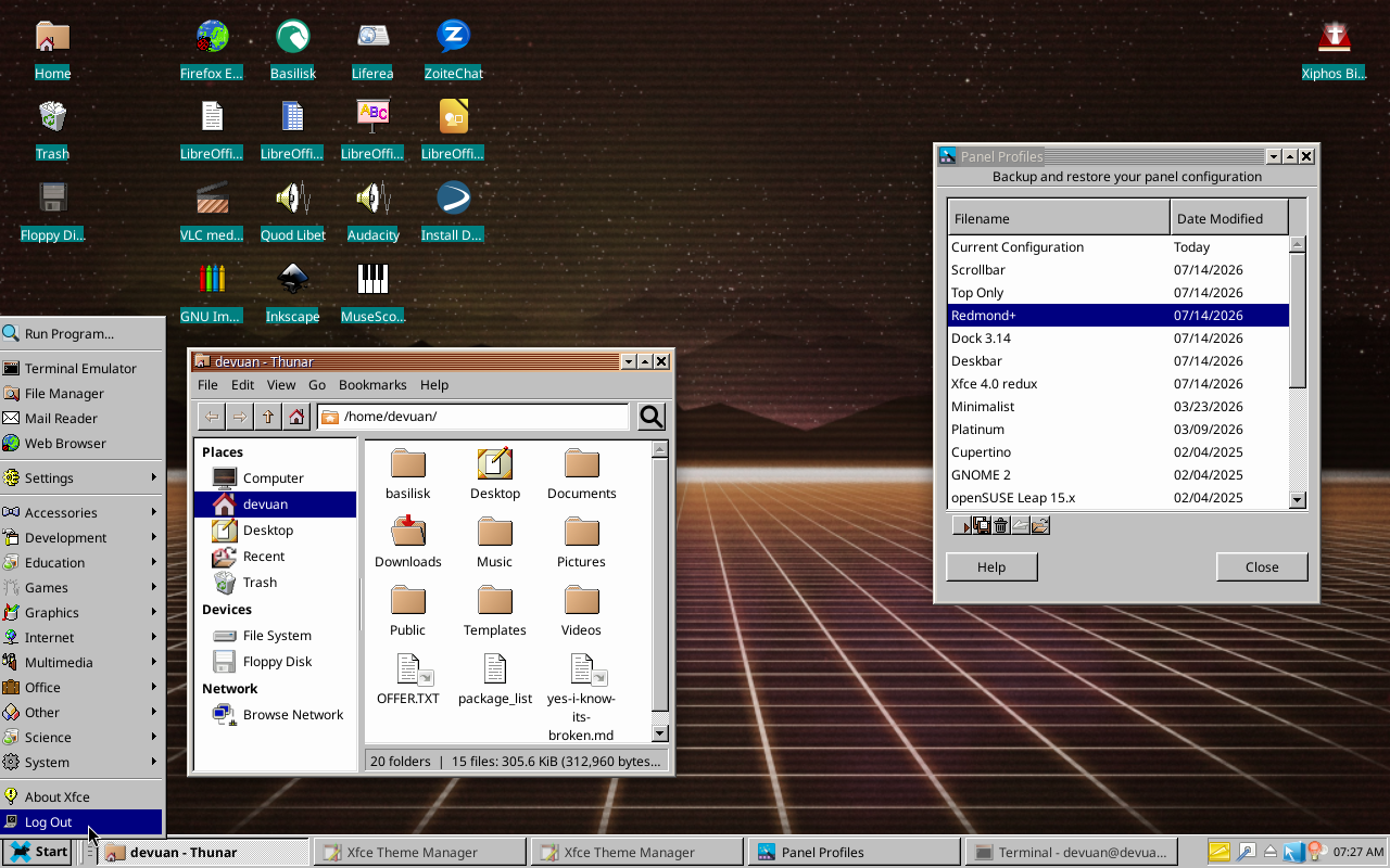 Scrollbar Linux with the Serenity theme and a traditional Windows 95-like layout